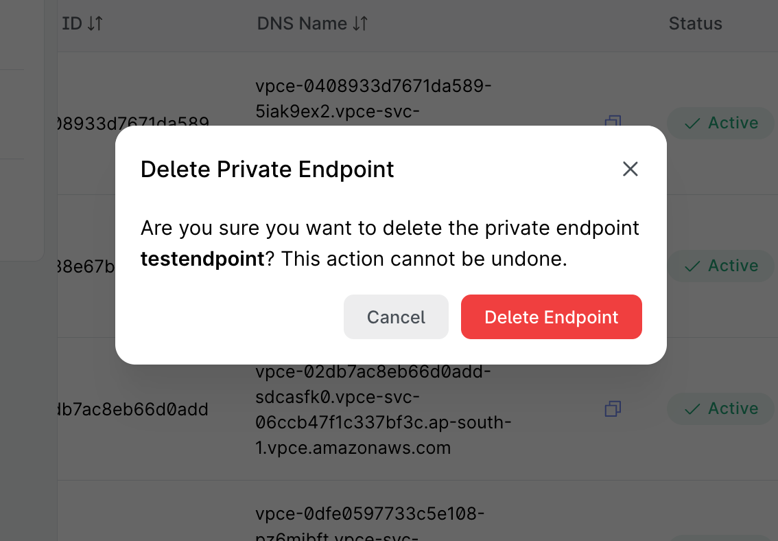 Delete Private Endpoint